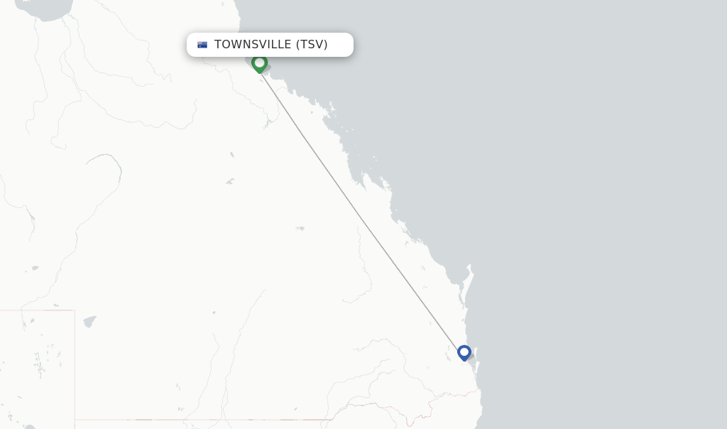 Route map with flights from Townsville with Virgin Australia