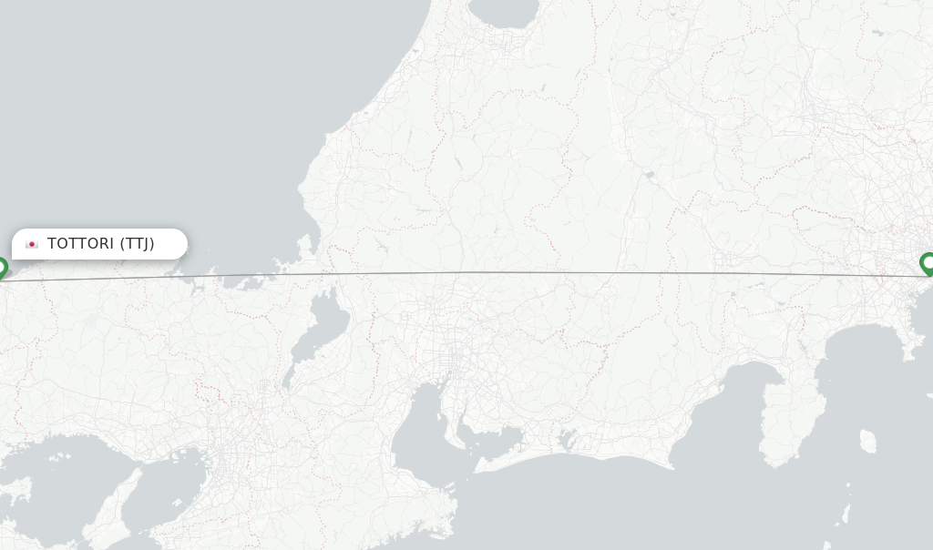 Route map with flights from Tottori with ANA