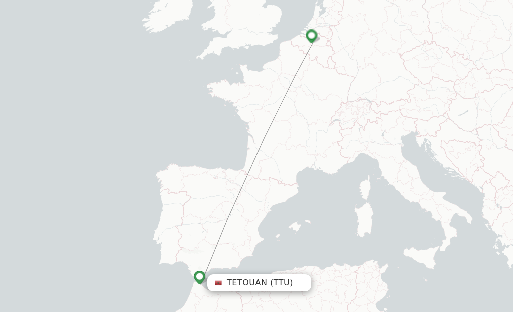 Route map with flights from Tetouan with TUI fly