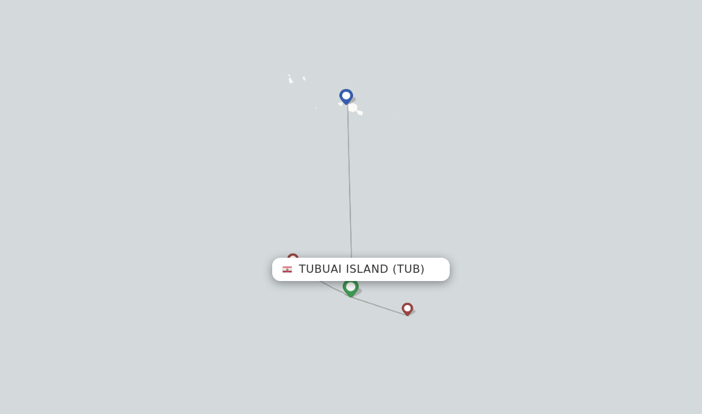 Route map with flights from Tubuai Island with Air Tahiti