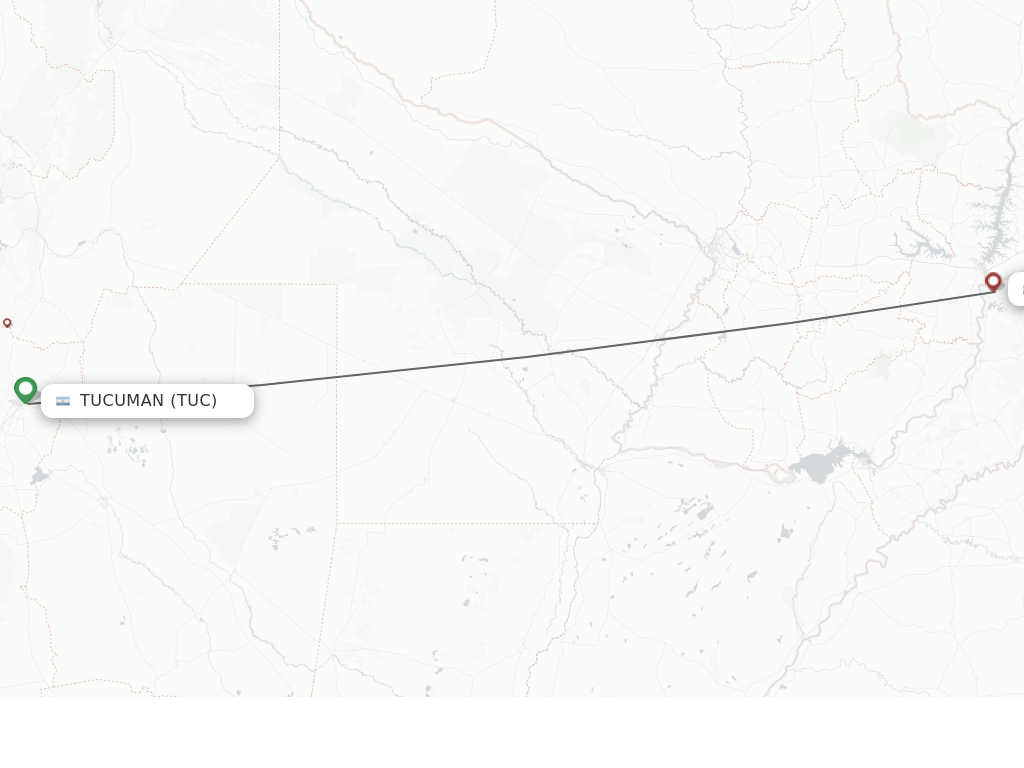 Flights from Tucuman to Iguazu route map