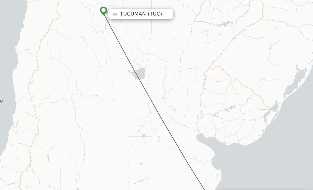 Flights from Tucuman to Mar Del Plata route map