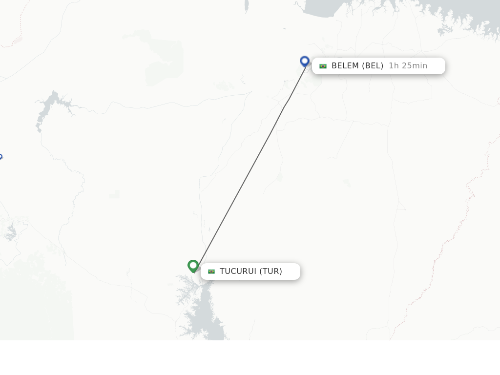 Flights from Tucurui to Belem route map
