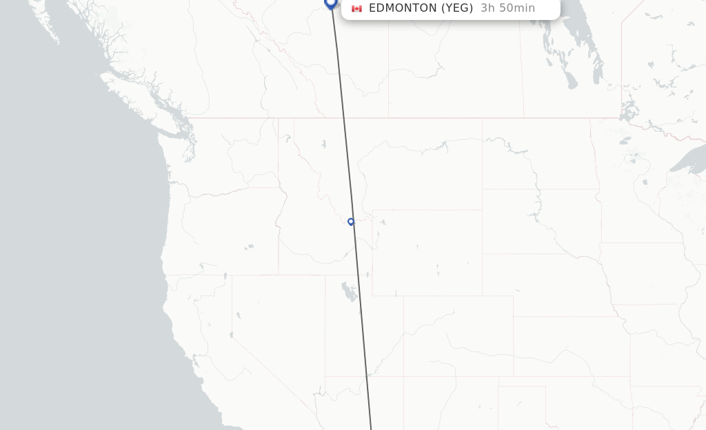 Flights from Tucson to Edmonton route map