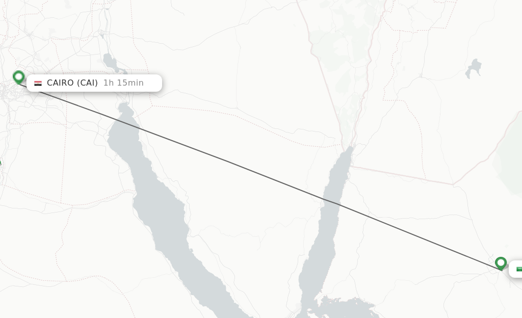 Flights from Tabuk to Cairo route map