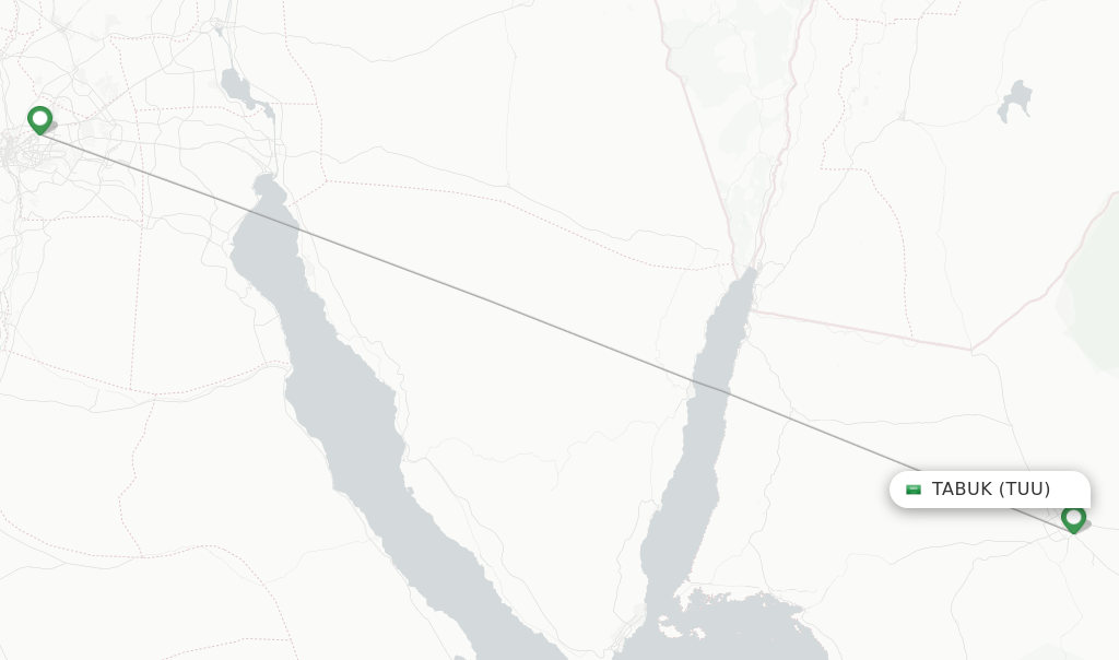 Route map with flights from Tabuk with Nile Air