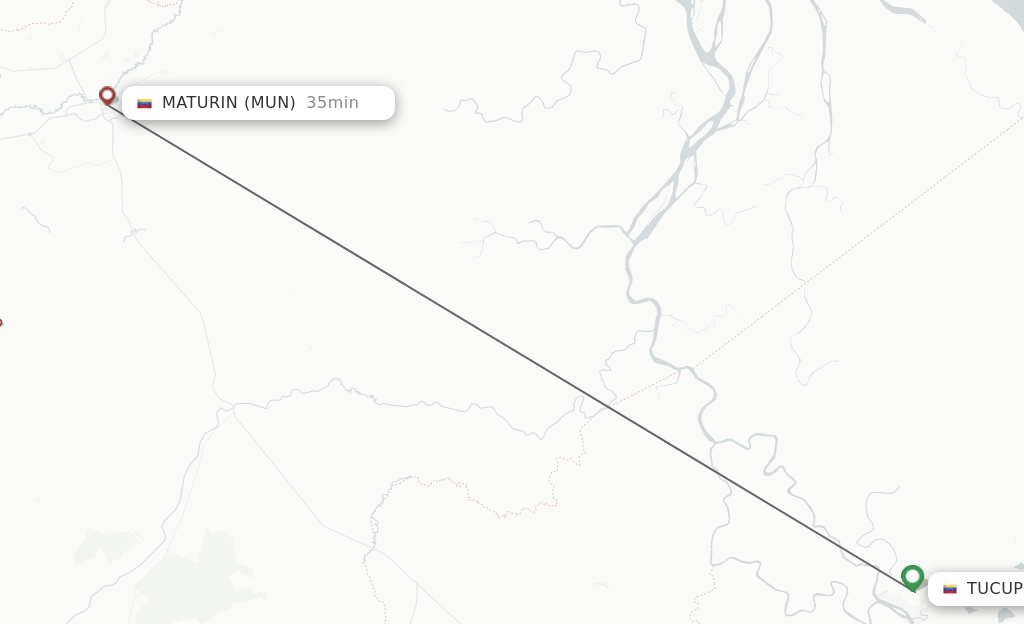 Flights from Tucupita to Maturin route map