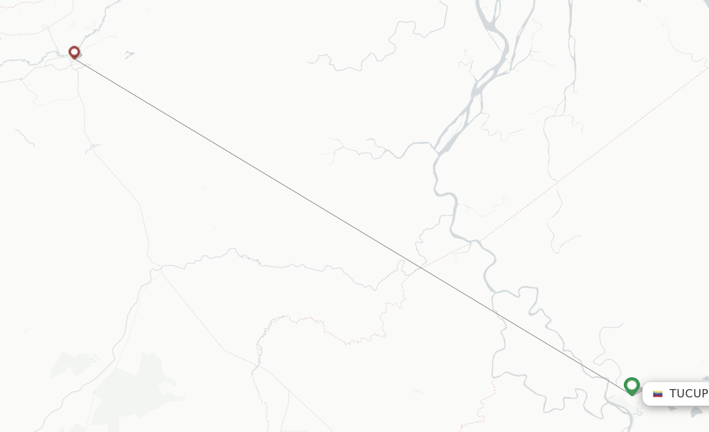 Tucupita flight map