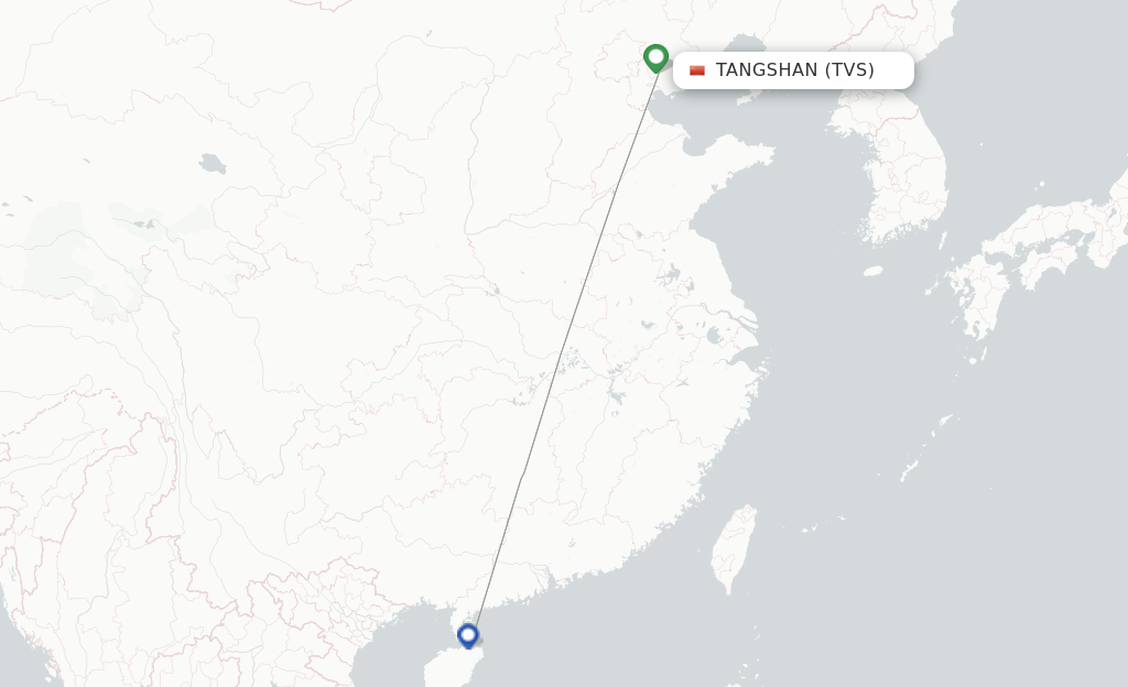 Route map with flights from Tangshan with Air Guilin