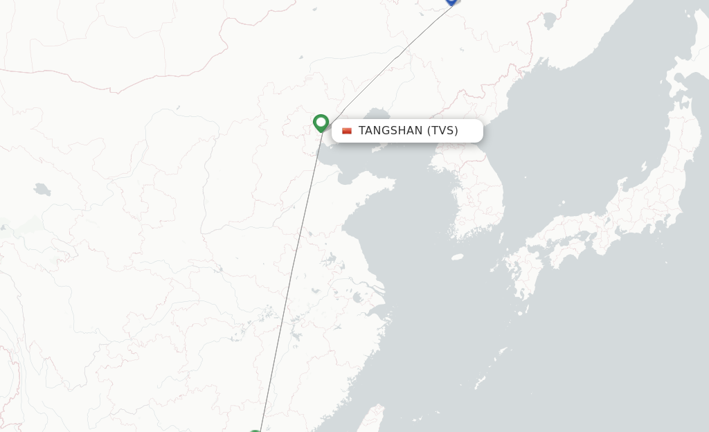 Route map with flights from Tangshan with LJ Air
