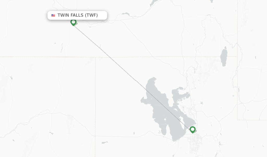 Route map with flights from Twin Falls with Delta