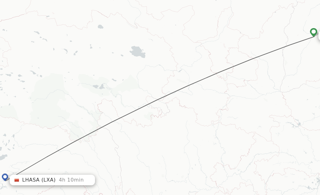 Flights from Taiyuan to Lhasa/Lasa route map