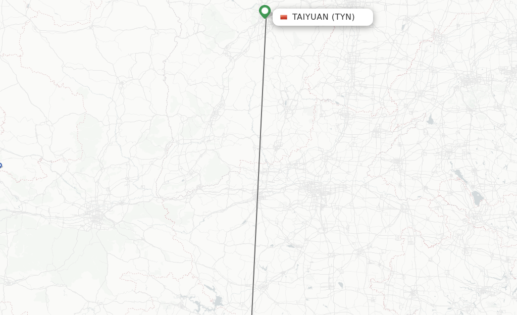 Flights from Taiyuan to Xiangyang route map