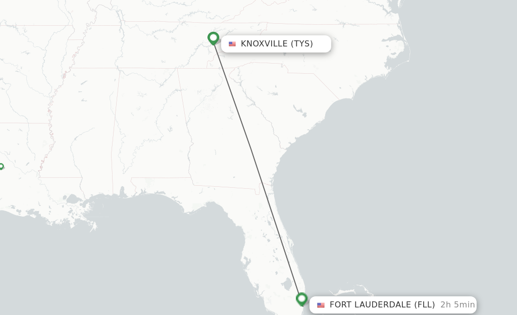 Direct (non-stop) flights from Knoxville to Fort Lauderdale - schedules