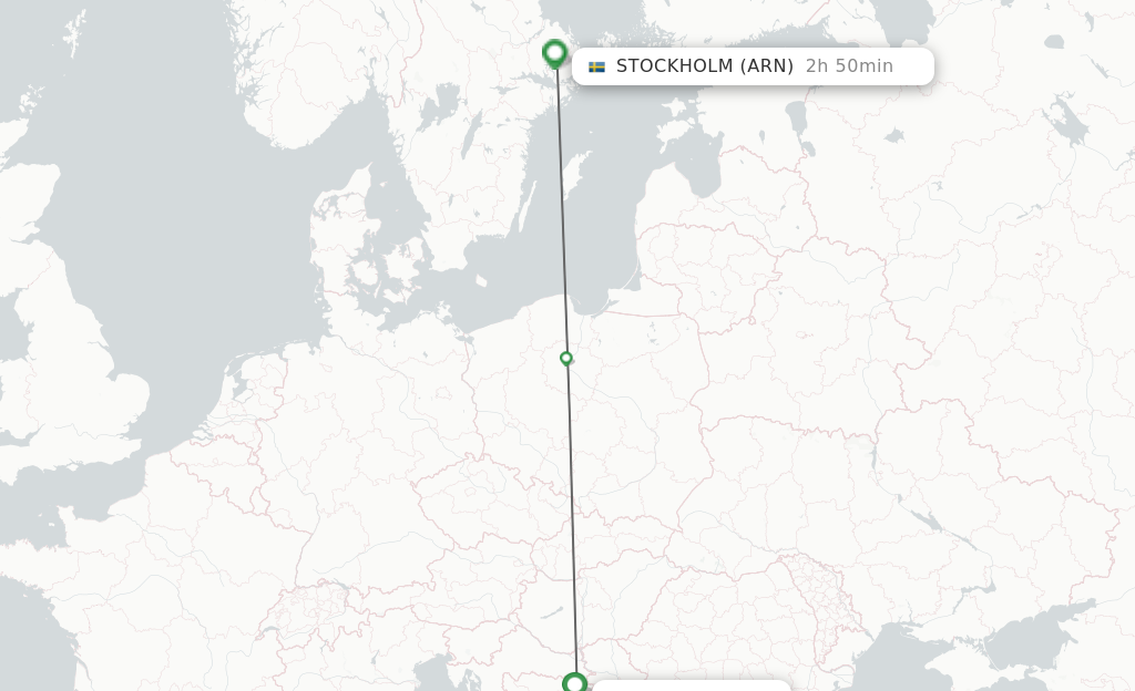 Flights from Tuzla to Stockholm route map