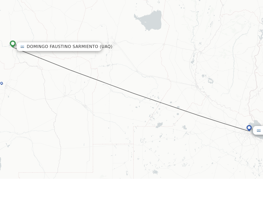 Flights from Domingo Faustino Sarmiento to Buenos Aires route map
