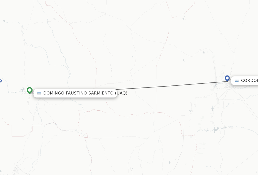 Flights from Domingo Faustino Sarmiento to Cordoba route map