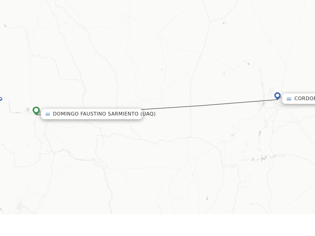 Flights from San Juan to Cordoba route map