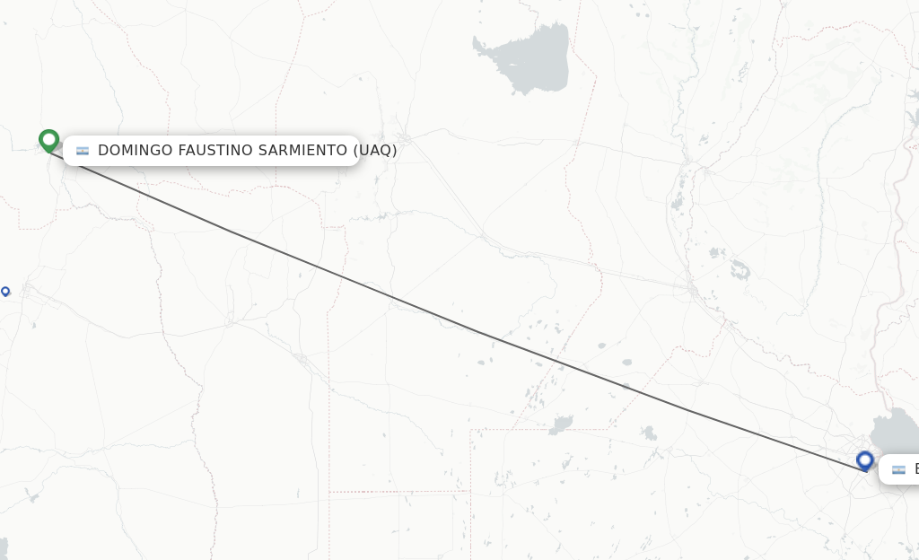 Flights from San Juan to Buenos Aires route map