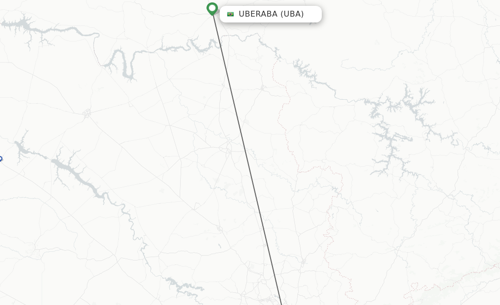 Flights from Uberaba to Campinas route map