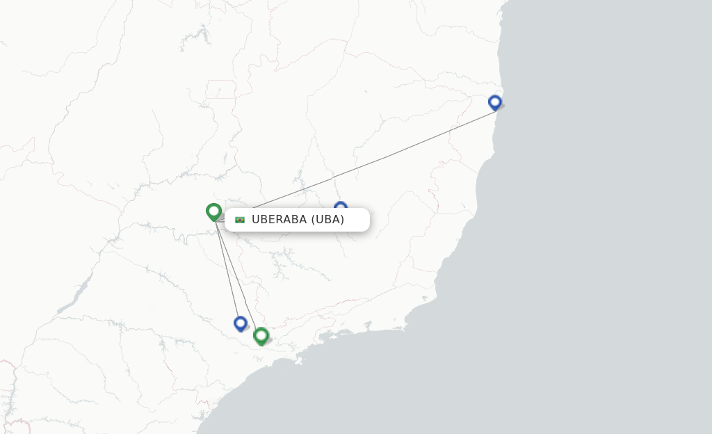Flights from Uberaba to Sao Paulo route map