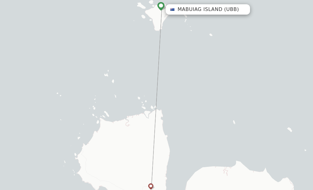 Route map with flights from Mabuiag Island with Skytrans Airlines