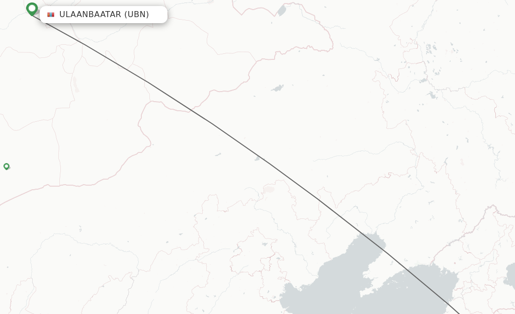 Flights from Ulaanbaatar to Seoul route map