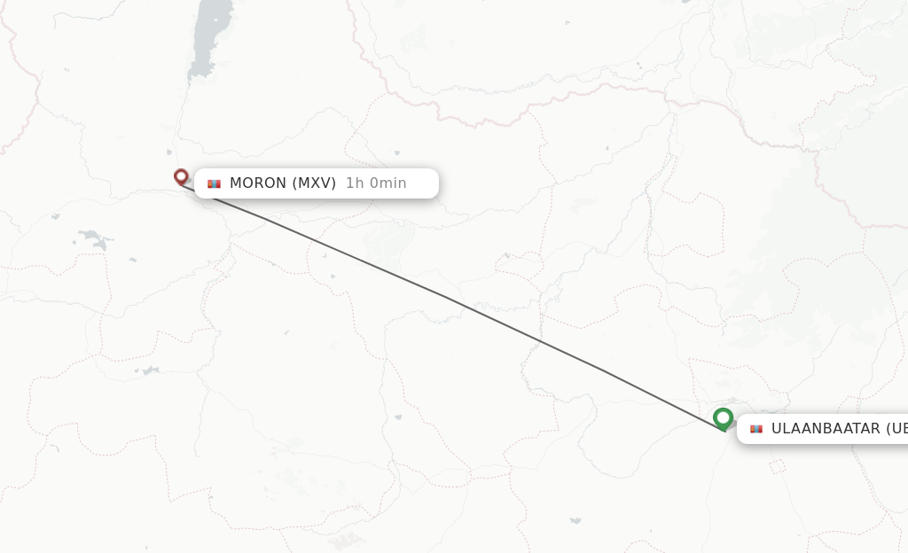 Flights from Ulaanbaatar to Moron route map