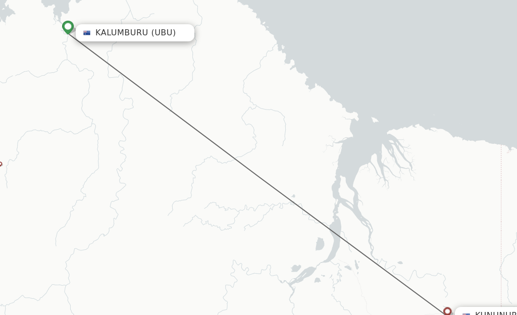 Flights from Kalumburu to Kununurra route map