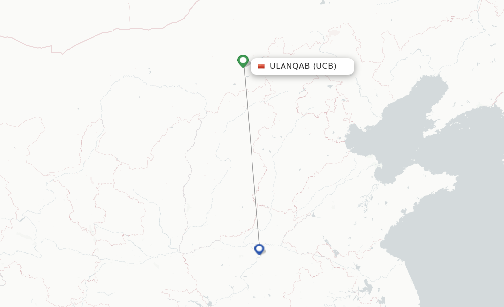 Route map with flights from Ulanqab with China Southern