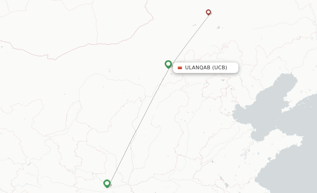 Route map with flights from Ulanqab with Tianjin Airlines
