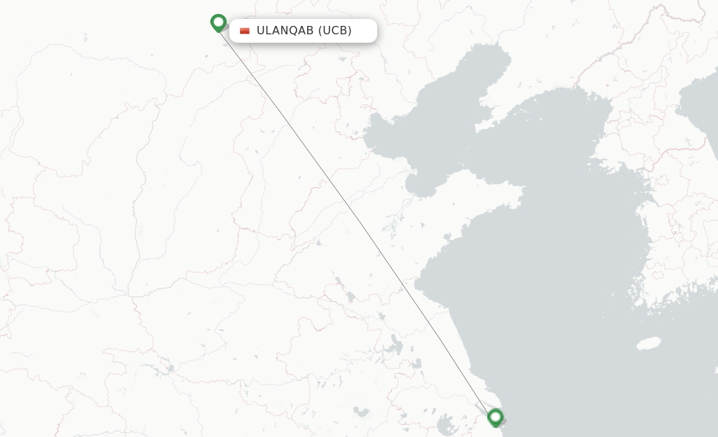 Route map with flights from Ulanqab with China Eastern