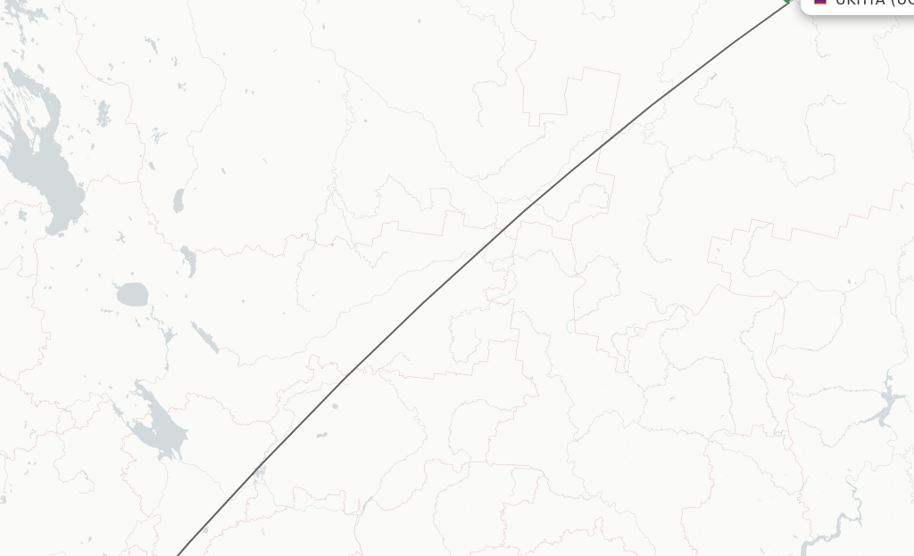 Flights from Ukhta to Moscow route map