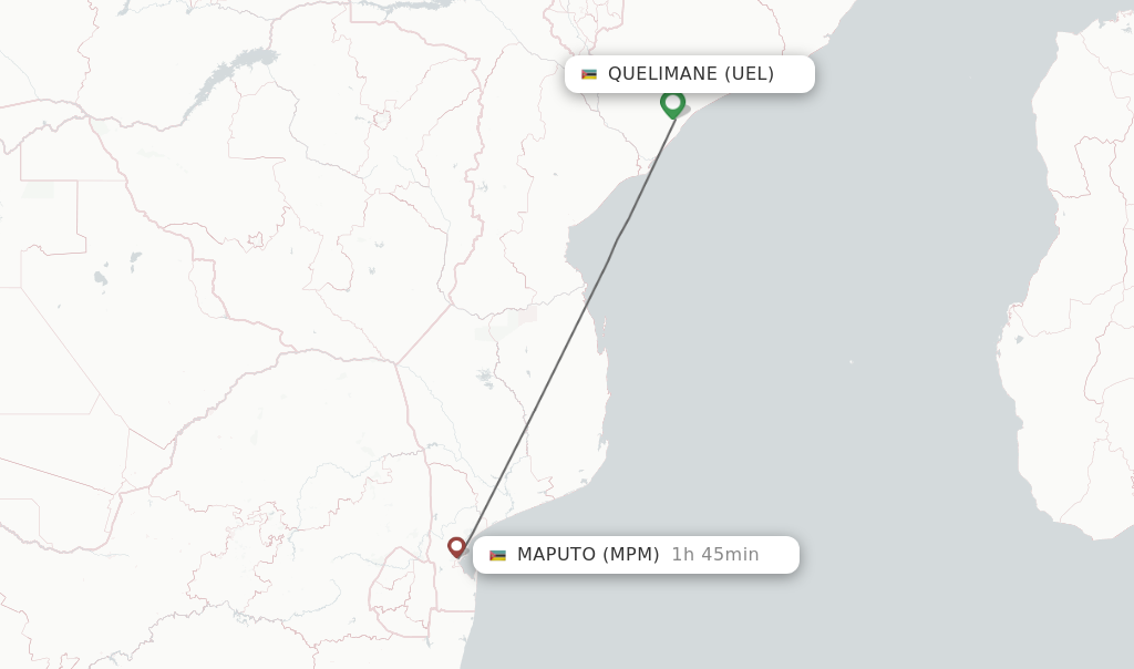 Flights from Quelimane to Maputo route map