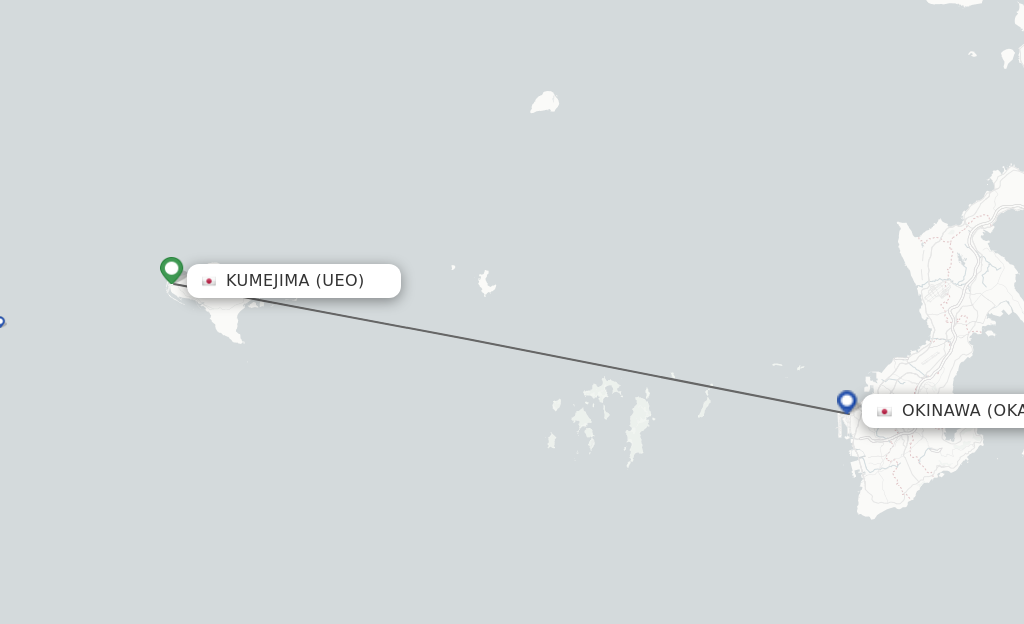 Flights from Kumejima to Okinawa route map