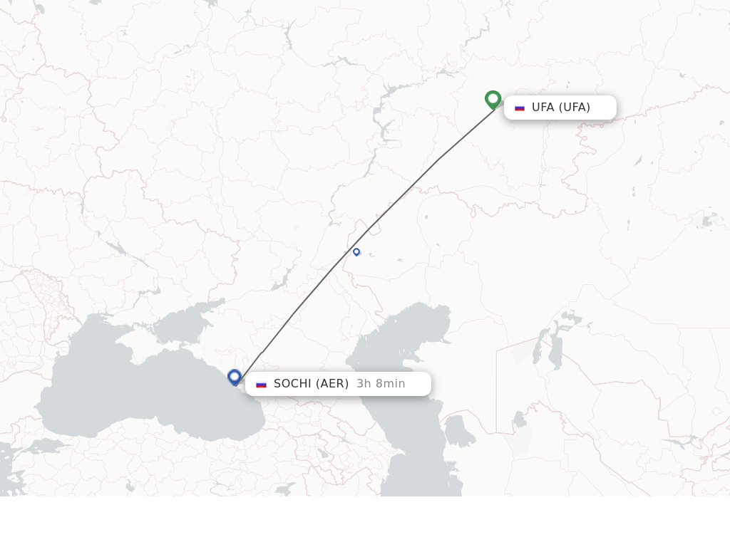Flights from Ufa to Sochi route map