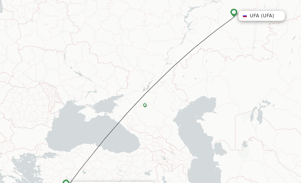 Flights from Ufa to Antalya route map