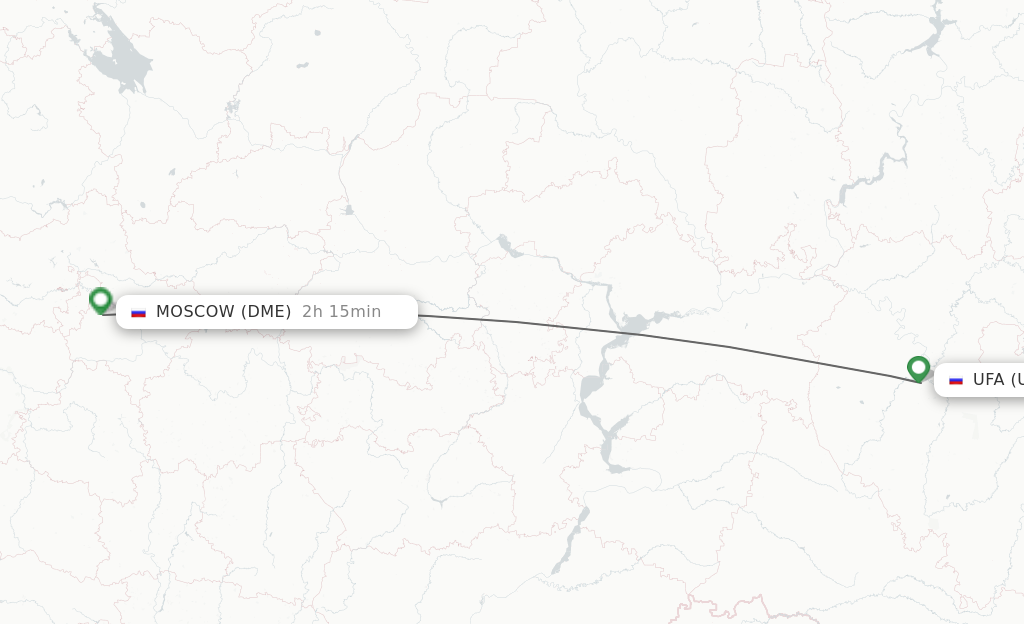 Flights from Ufa to Moscow route map