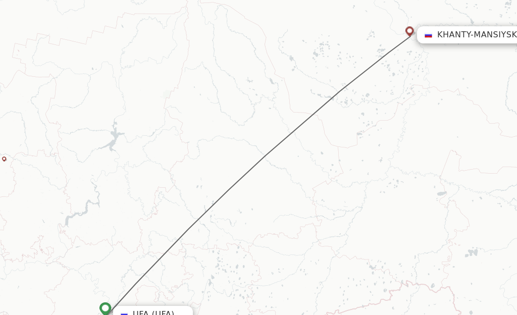 Flights from Ufa to Khanty-Mansiysk route map