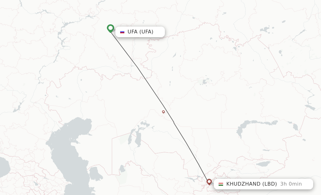 Flights from Ufa to Khujand route map
