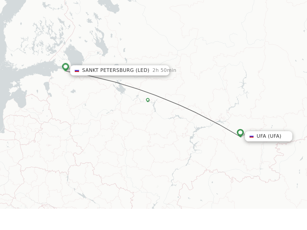 Flights from Ufa to Sankt Petersburg route map