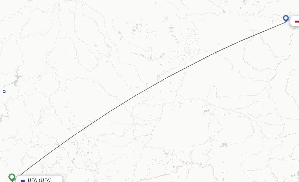 Flights from Ufa to Nizhnevartovsk route map