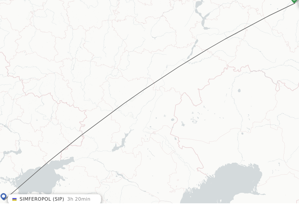 Flights from Ufa to Simferopol route map