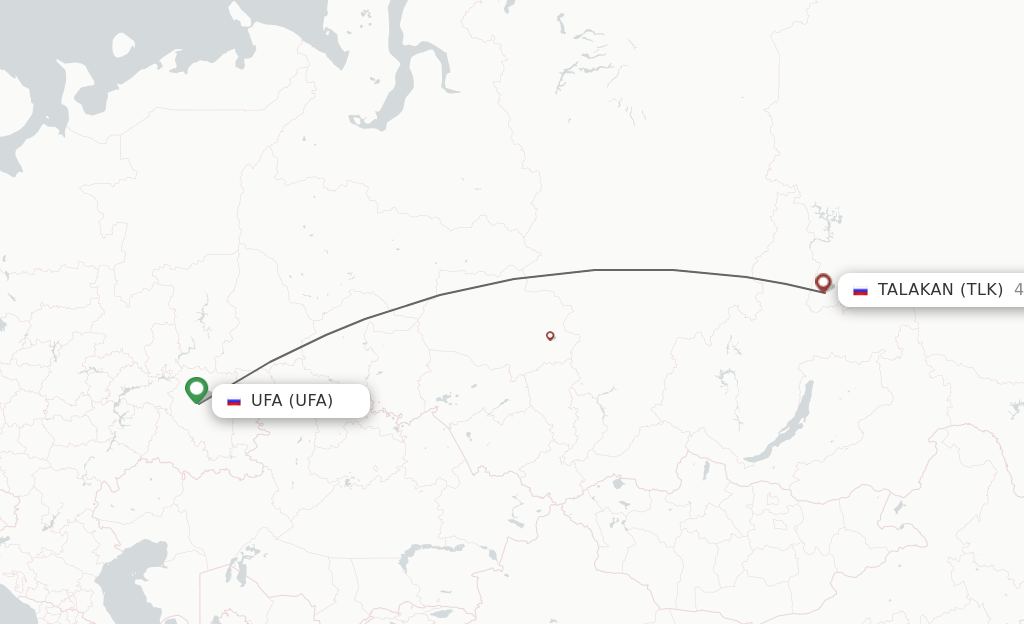 Flights from Ufa to Talakan route map