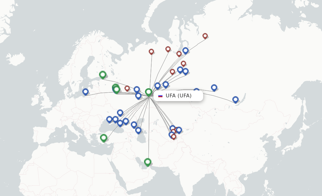 Flights from Ufa to Alma-Ata route map