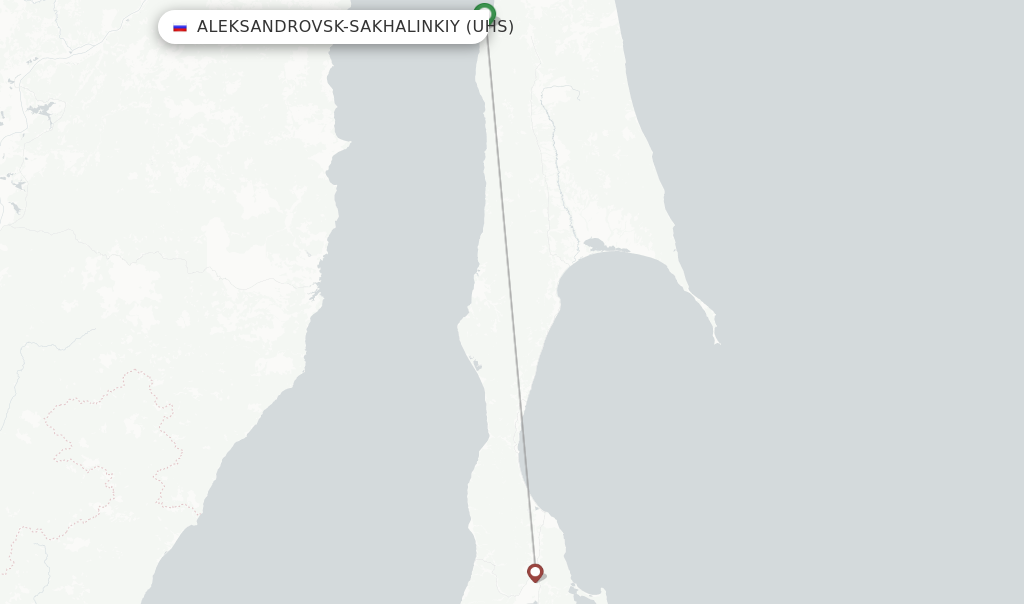 Route map with flights from Aleksandrovsk-Sakhalinkiy with Aurora