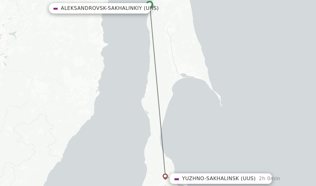 Flights from Aleksandrovsk-Sakhalinkiy to Yuzhno-Sakhalinsk route map