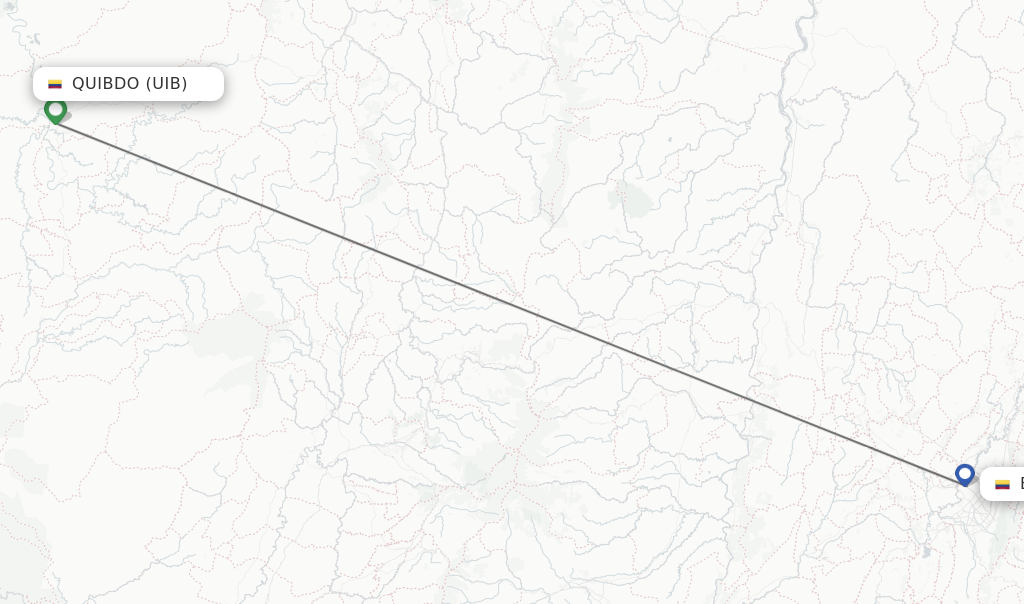 Flights from Quibdo to Bogota route map