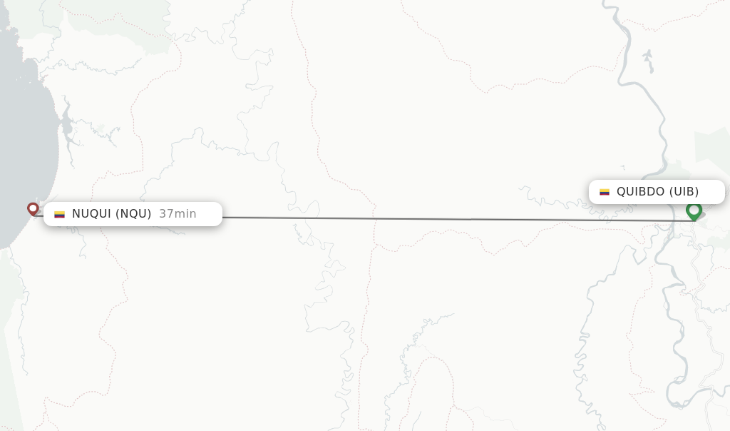 Flights from Quibdo to Nuqui route map