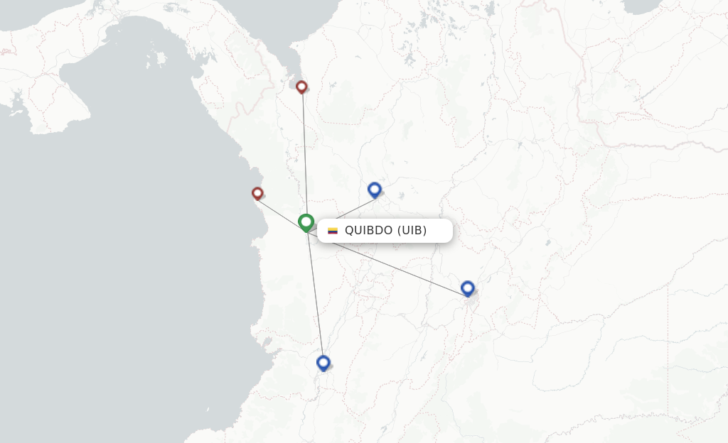 Route map with flights from Quibdo with EasyFly